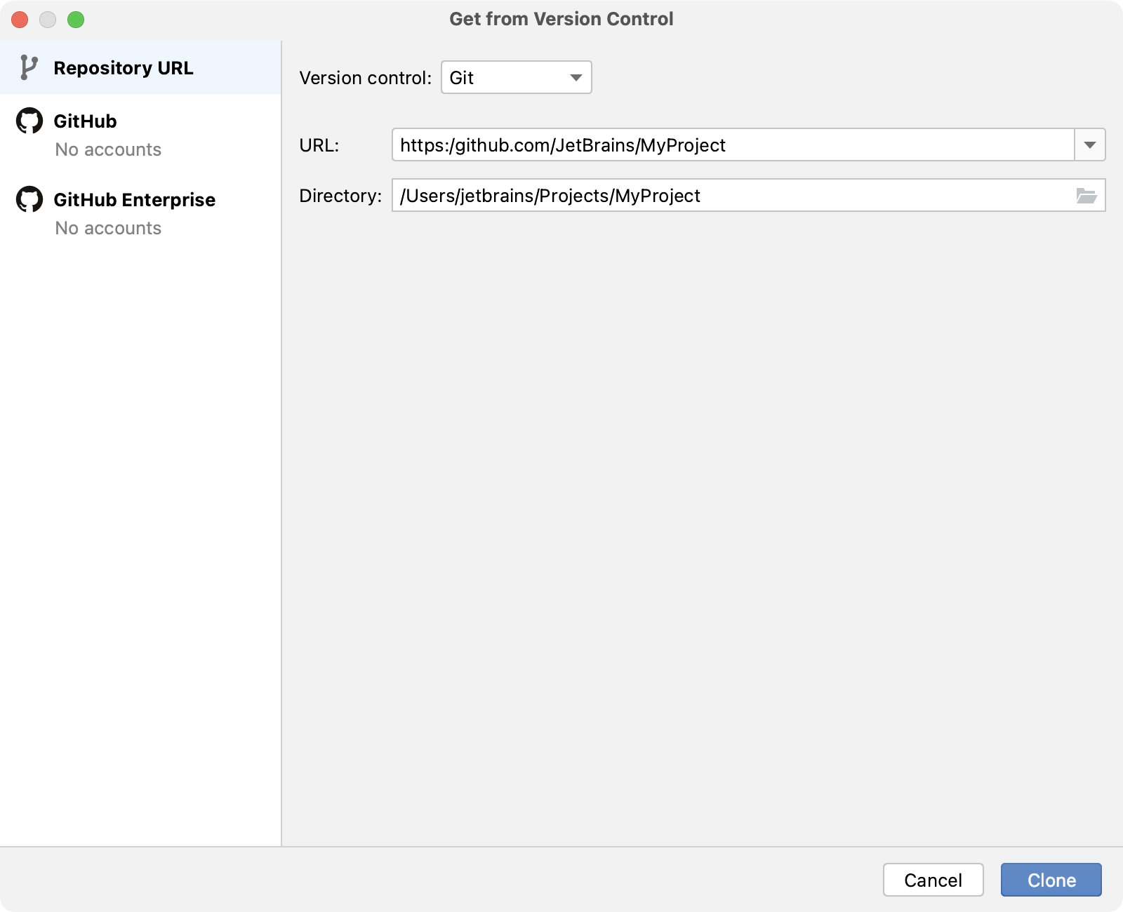 从 VCS 打开项目 从 VCS 打开项目