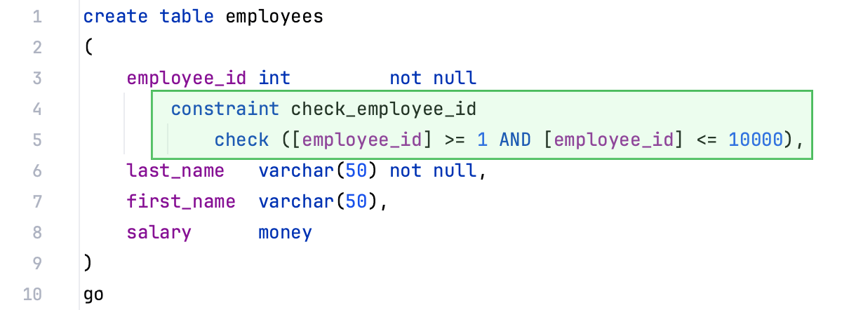 在列内放置约束 在列内放置约束