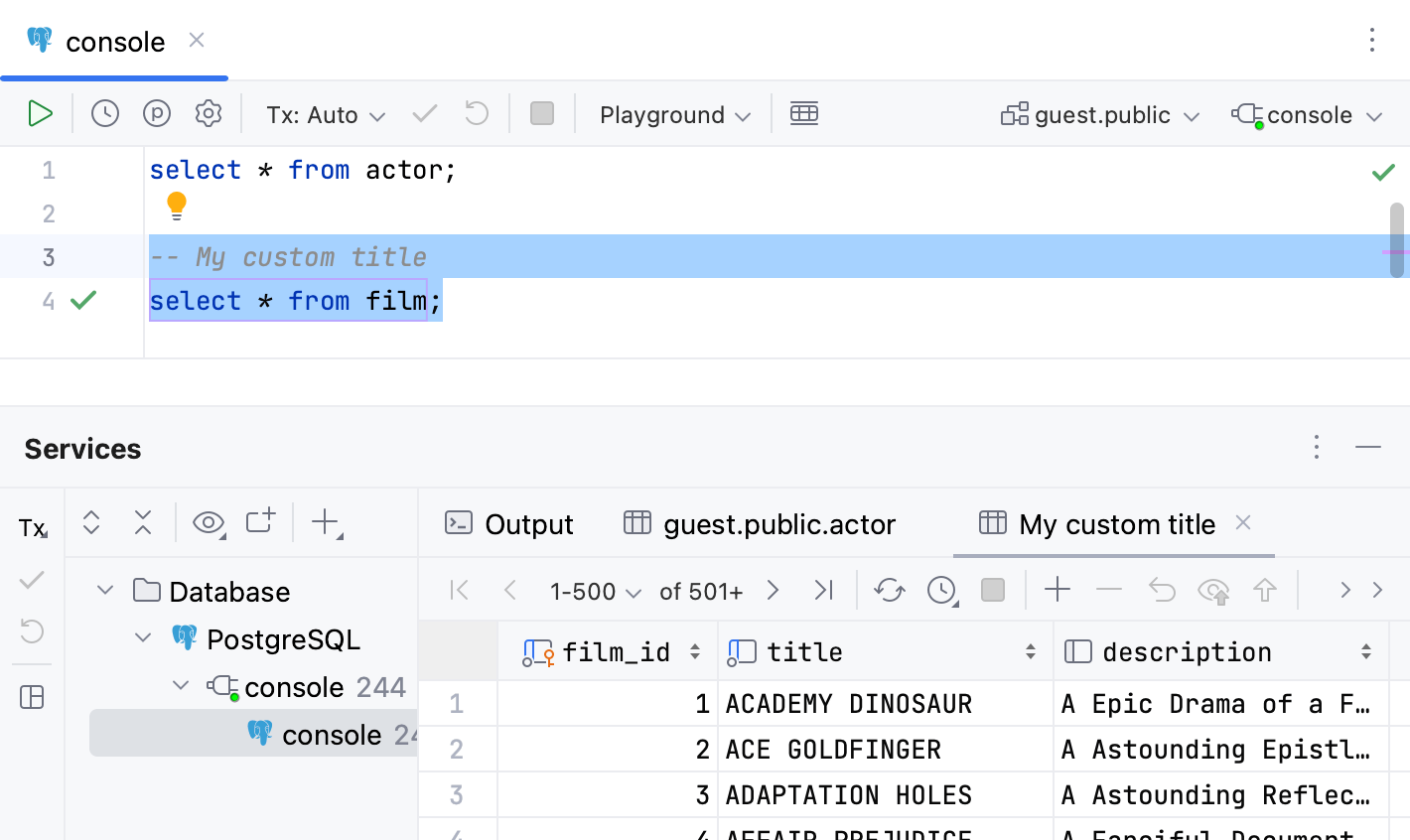 使用带有结果的选项卡的自定义标题 使用带有结果的选项卡的自定义标题