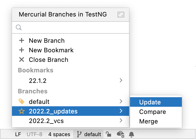 状态栏中的 Mercurial 小部件 状态栏中的 Mercurial 小部件
