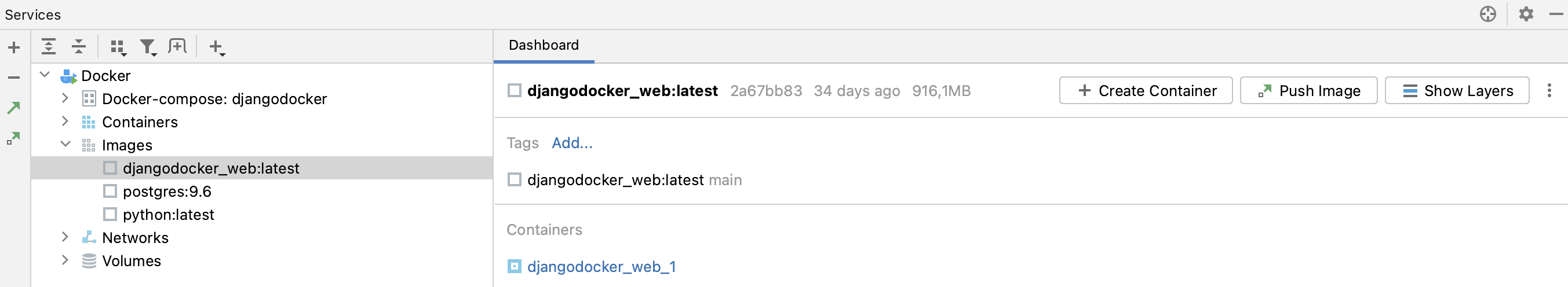 在服务工具窗口中搜索 docker 镜像 在服务工具窗口中搜索 docker 镜像