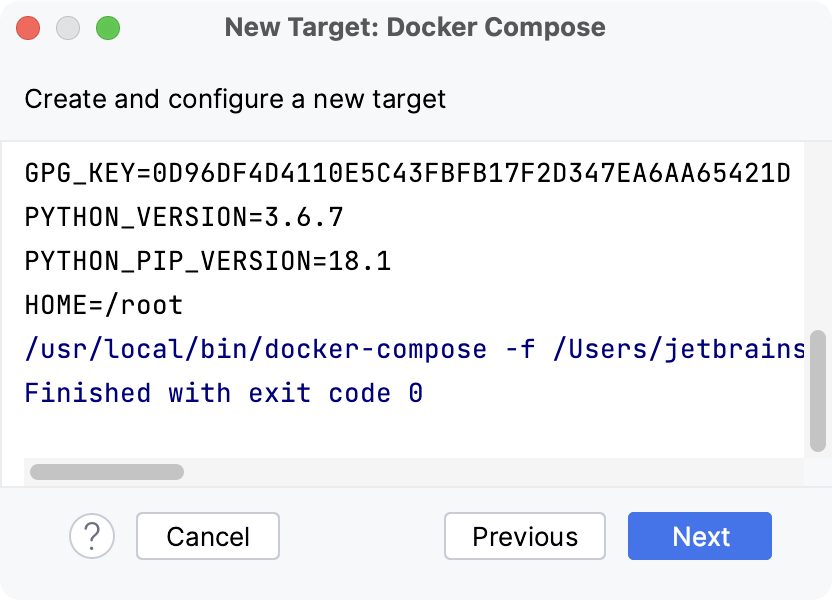 配置 Docker Compose 目标 配置 Docker Compose 目标