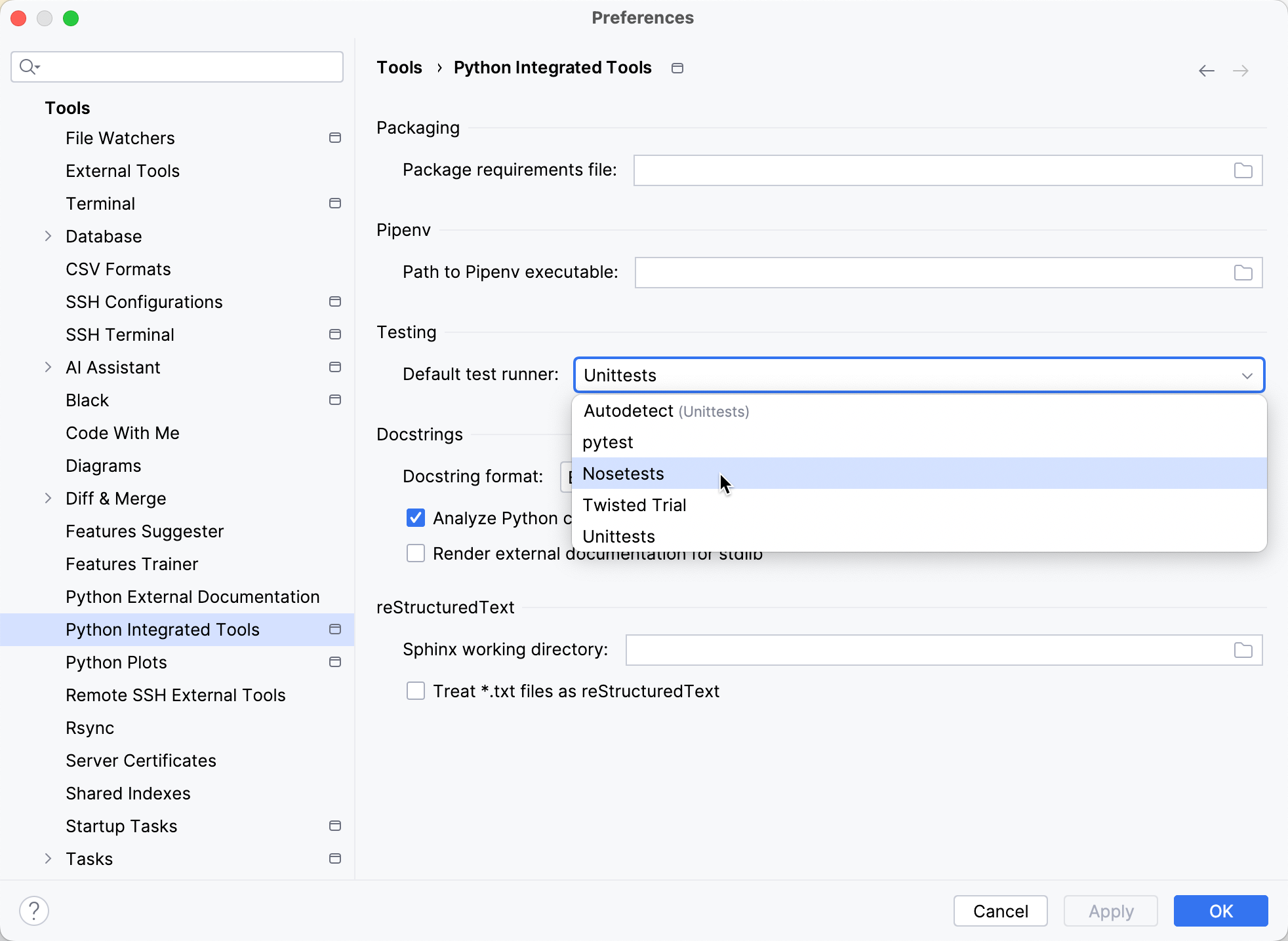 选择测试运行者 选择测试运行者