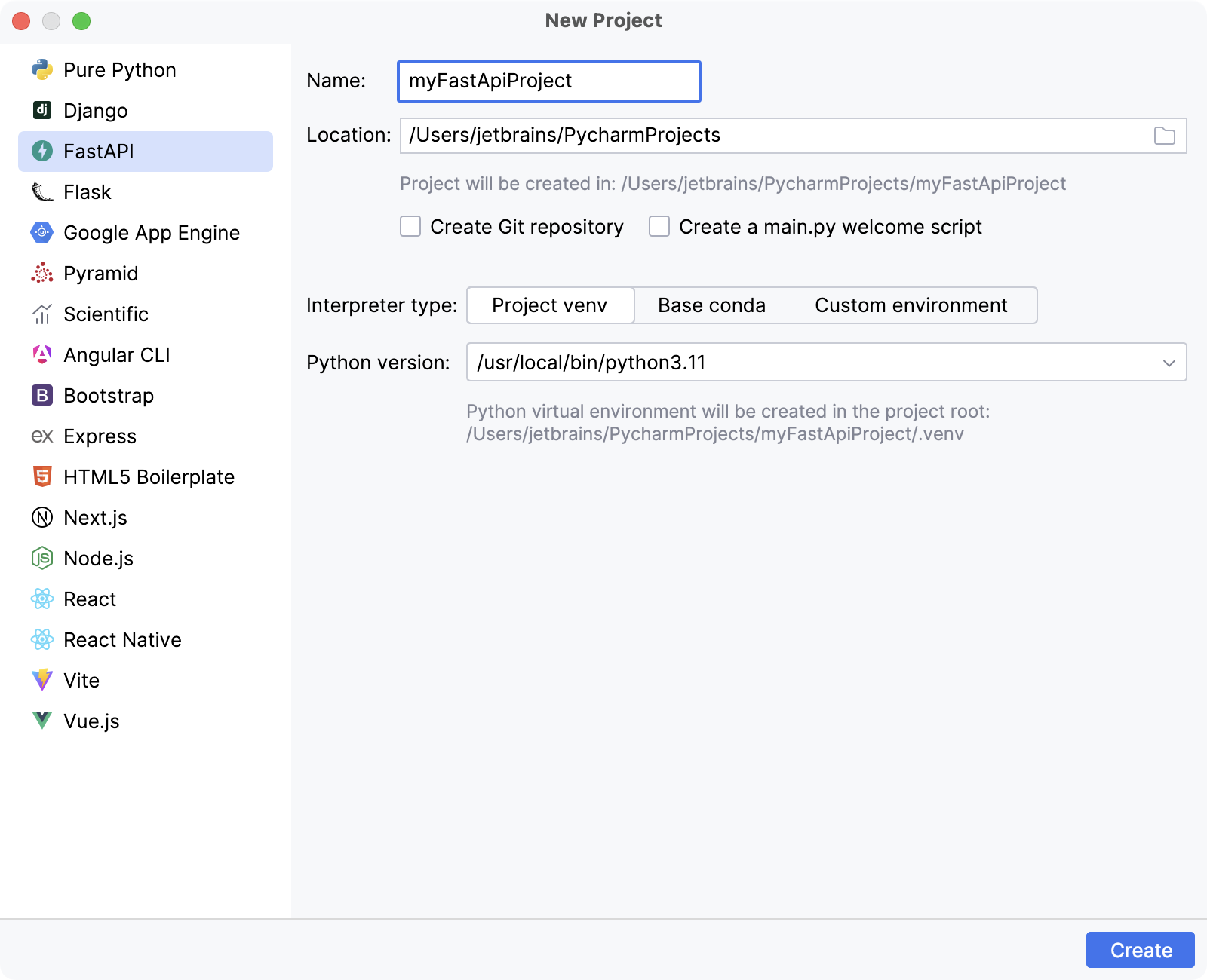 创建FastAPI项目 创建FastAPI项目