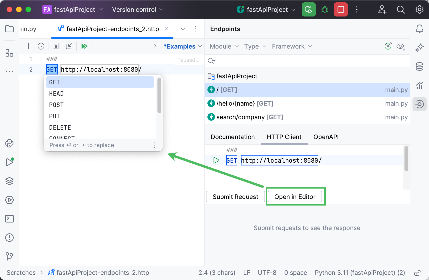 在单独的编辑选项卡中打开 HTTP 请求 在单独的编辑选项卡中打开 HTTP 请求