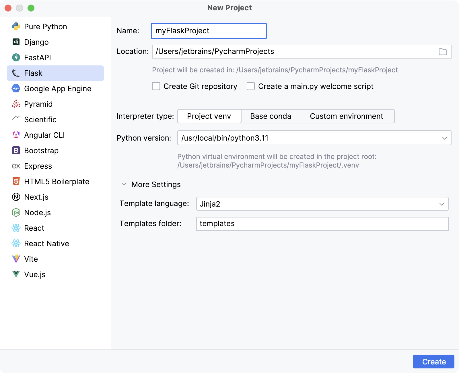 创建一个 Flask 项目 创建一个 Flask 项目