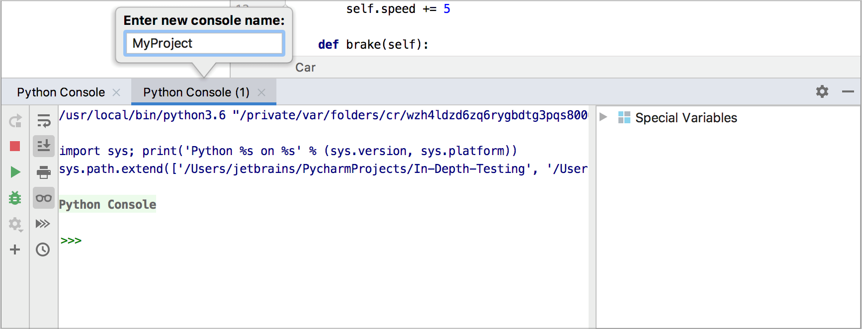 重命名Python控制台 重命名Python控制台