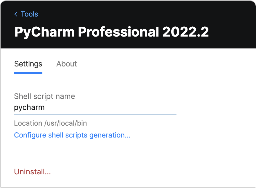 Toolbox App PyCharm Settings Toolbox App PyCharm Settings