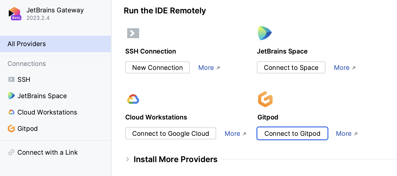 欢迎屏幕:安装了 Gitpod 插件 欢迎屏幕:安装了 Gitpod 插件