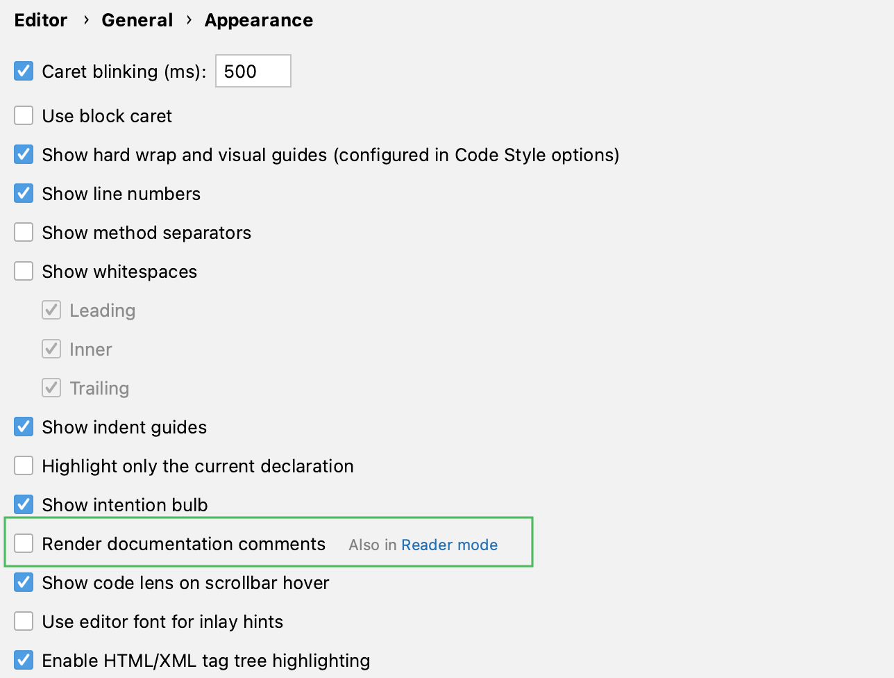 默认启用渲染 JSDoc 注释 默认启用渲染 JSDoc 注释