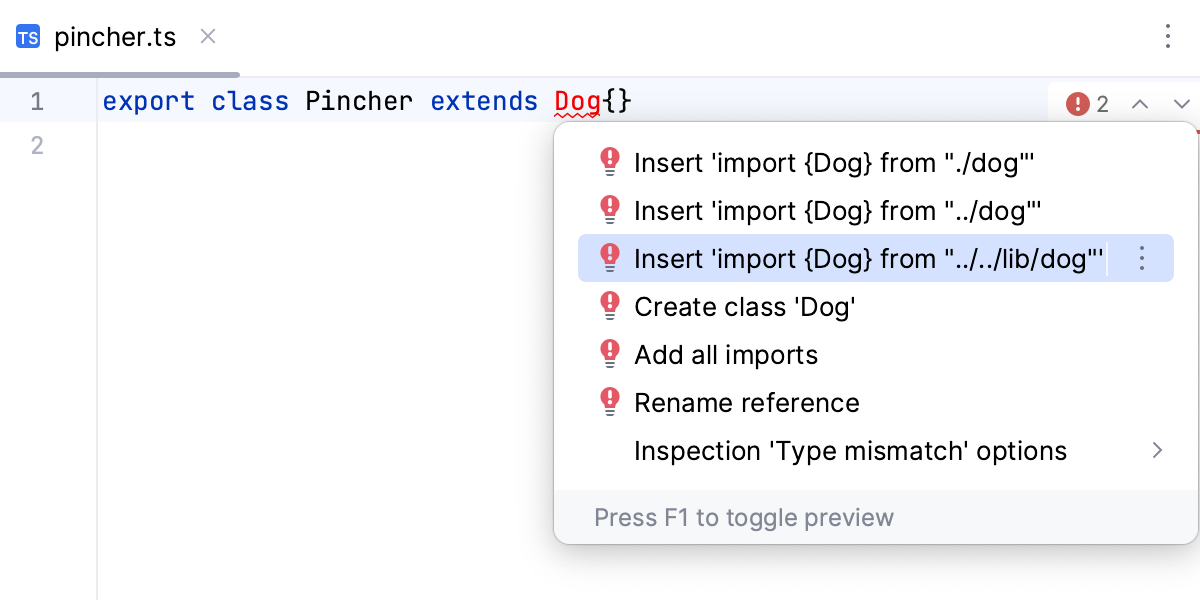 自动导入,快速修复,多种选择:建议列表 自动导入,快速修复,多种选择:建议列表