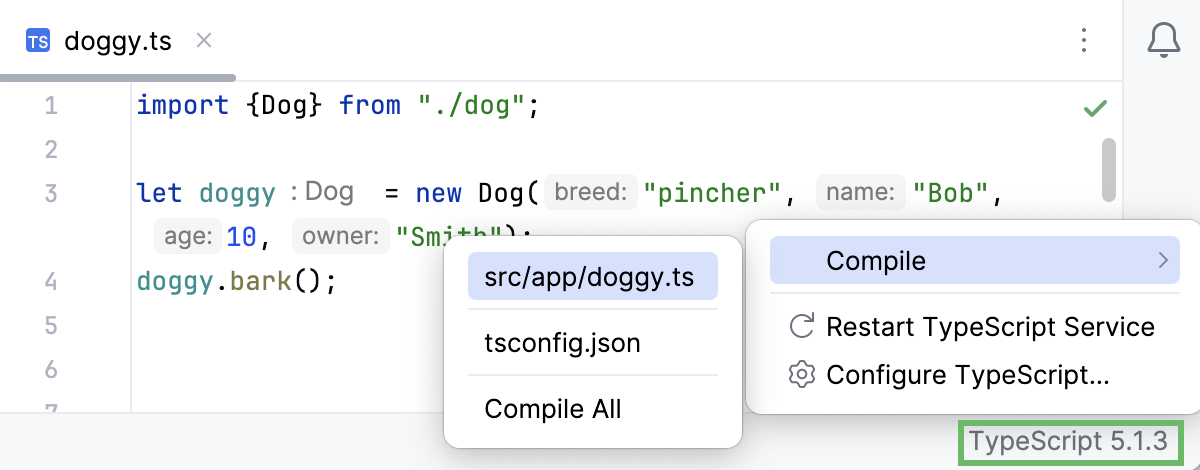 TypeScript 小部件:编译当前文件 TypeScript 小部件:编译当前文件